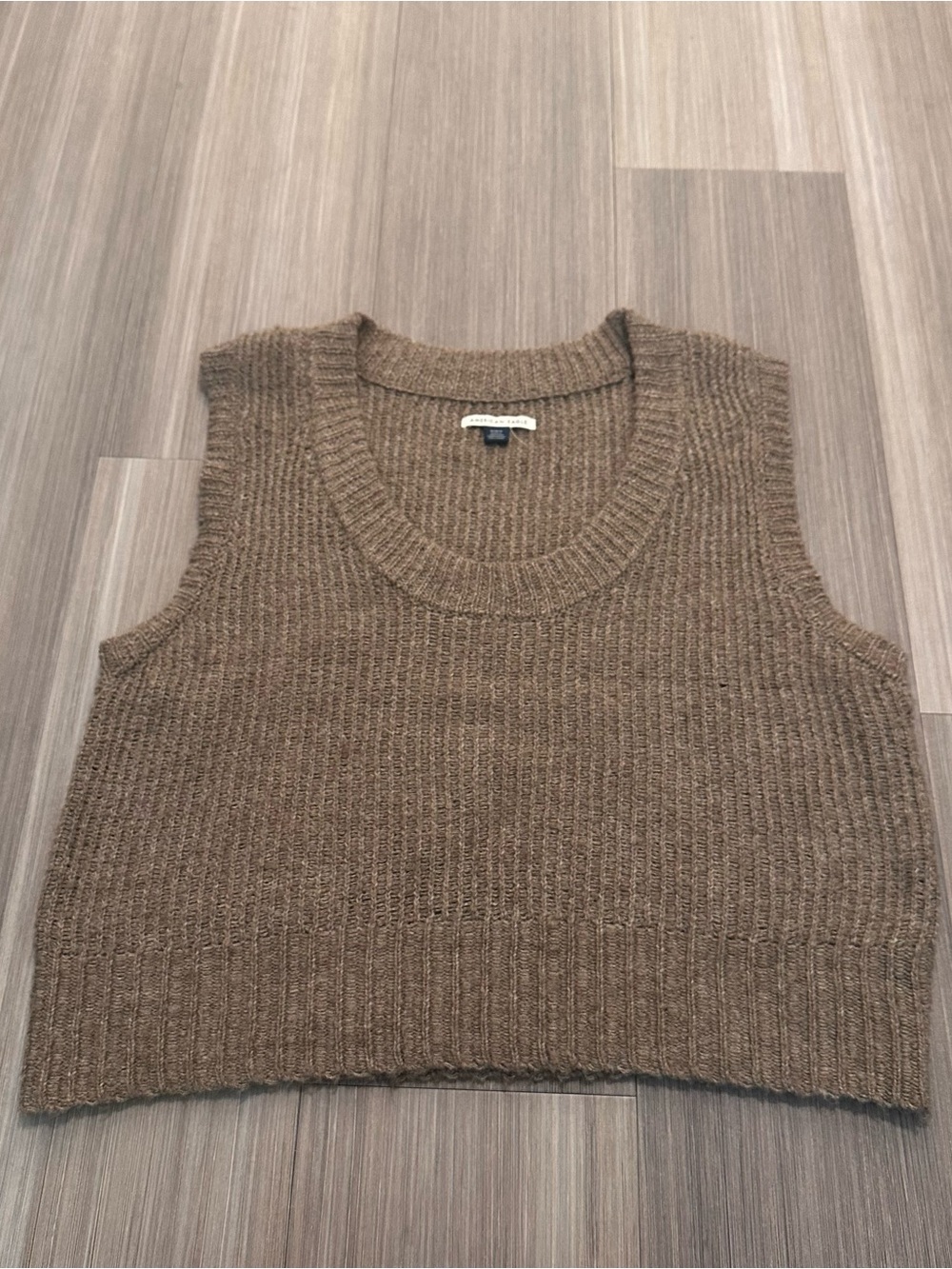 American Eagle Chunky Ribbed Knit Vest in Tan